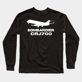 Bombardier CRJ700 Silhouette Print (White) Long Sleeve T-Shirt